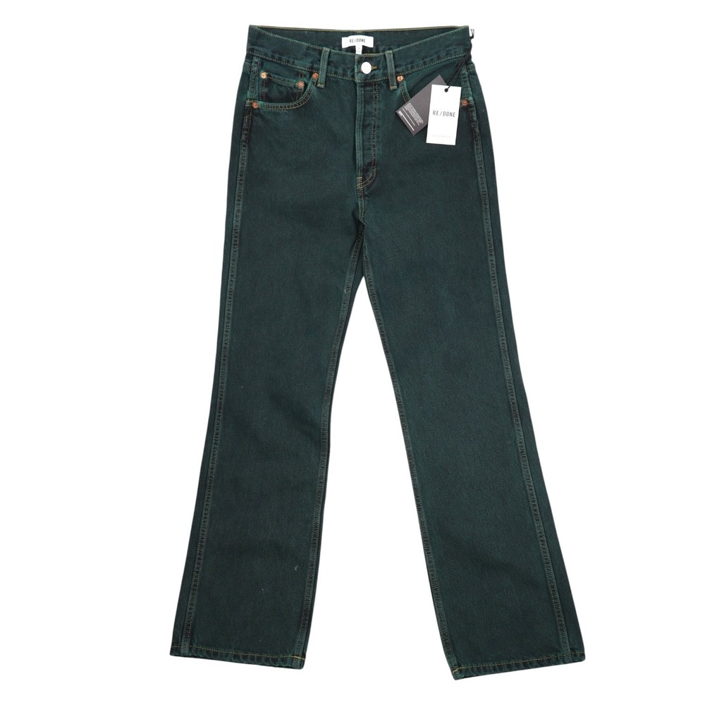 RE/DONE 90s High Rise Loose Jeans 28 Evergreen Dipped Green Denim NWT Cotton